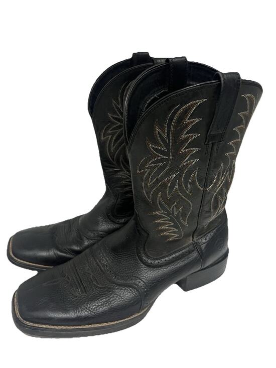 Ariat Rebel Black Leather Square Toe Western Roper Cowboy Boots Mens US 13D main image 7